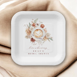 Assiettes En Carton Love is Brewing Boho Rustic Floral Bridal Shower