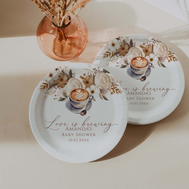 Assiettes En Carton Love Is Brewing Coffee Bridal Shower  (Créateur téléchargé)
