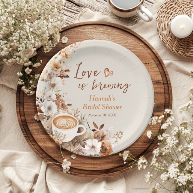 Assiettes En Carton Love is Brewing Coffee Enterrement de mariage (Créateur téléchargé)