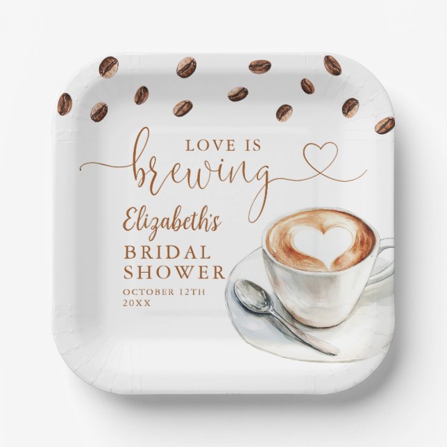 Assiettes En Carton Love Is Brewing Coffee Theme Bridal Shower (Recto)