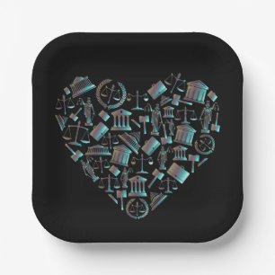Assiettes En Carton Love Law - Minimaliste Lunaire Vert Coeur