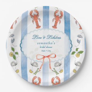 Assiettes En Carton Love & Lobster Coquette Bow Mariage Fête des marié