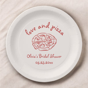 Assiettes En Carton Love & Pizza Italien Mariage Fait Main
