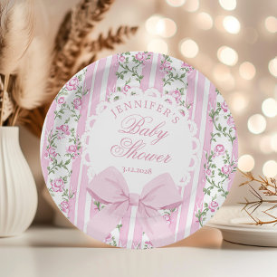 Assiettes En Carton Love Shack Coquette Rose Pâle Nœud Baby Shower