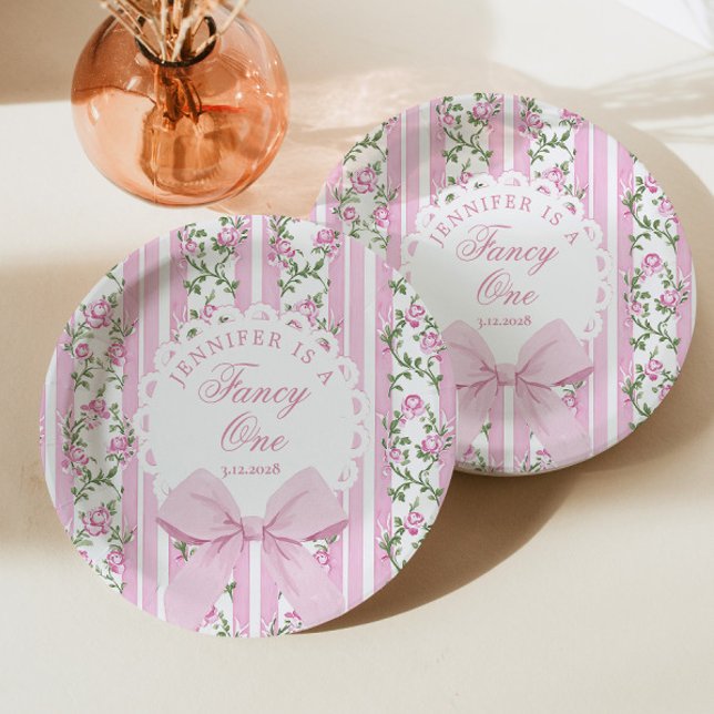Assiettes En Carton Love Shack Fancy One Coquette Bow 1er Anniversaire (Créateur téléchargé)