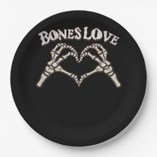 Assiettes En Carton Love Skeleton Hand Classic