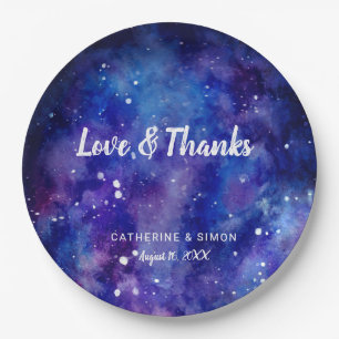 Assiettes En Carton Love & Thanks Galaxy Mariage Starry Night mignonne