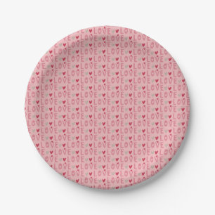 Assiettes En Carton Love Valentine Day Hearts Round