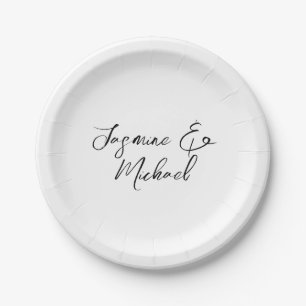 Assiettes En Carton Lovely Chic Calligraphie Noms Mariages