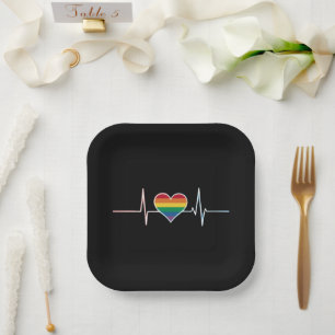 Assiettes En Carton Lovely LGBT Gay pride Heartbeat Lesbian Gays Love