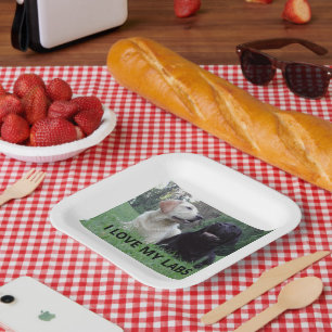 Assiettes En Carton LR I Love My Labs avec photo