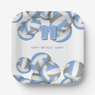 Assiettes En Carton lt bleu gris volleyballs anniversaire de enfant