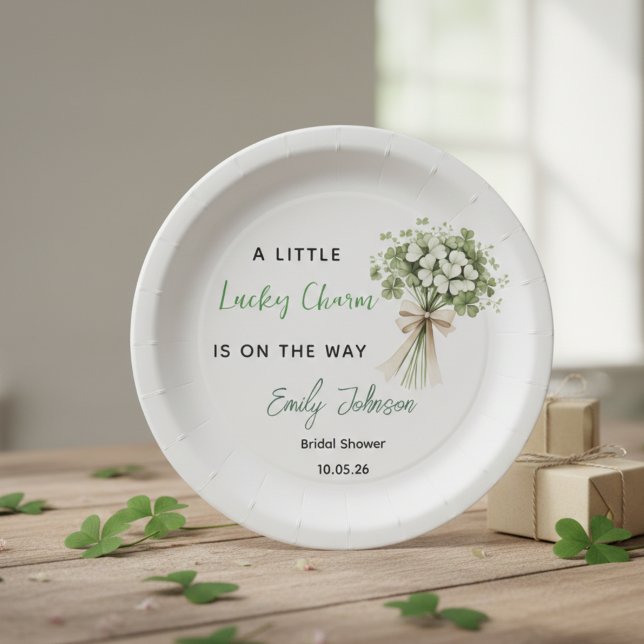 Assiettes En Carton Lucky Charm Bridal Shower Paper Plates Greenery (Créateur téléchargé)