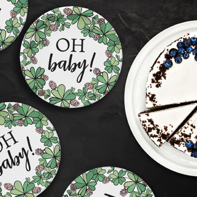 Assiettes En Carton Lucky Charm Clover Oh Baby Girl Baby shower (Créateur téléchargé)