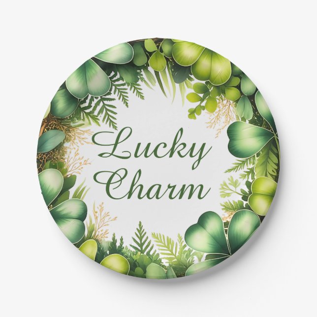 Assiettes En Carton Lucky Charm Shamrock Wreath Paper Plates (Devant)