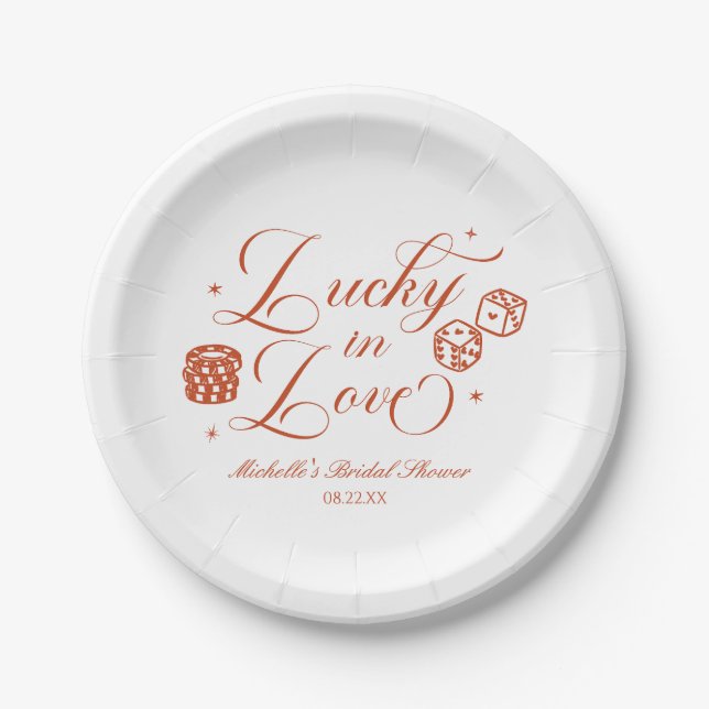 Assiettes En Carton Lucky In Love Playing Card Casino Bridal Shower (Devant)