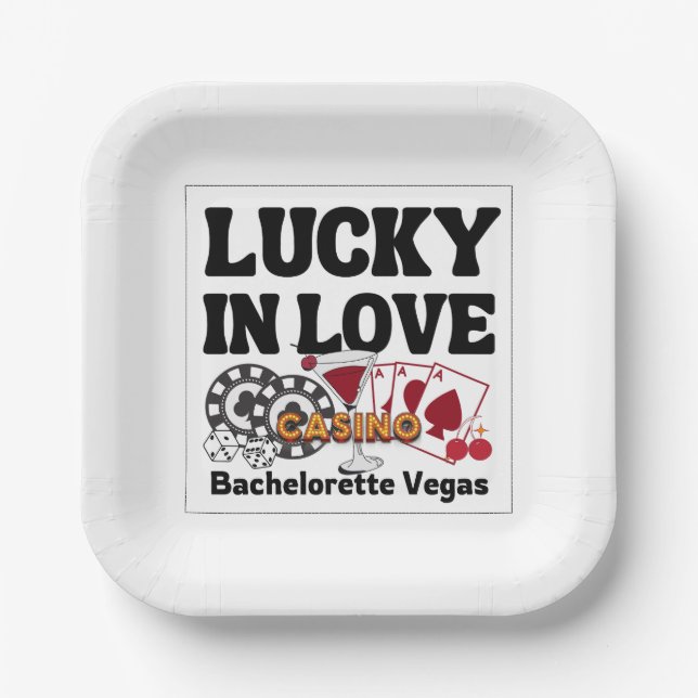 Assiettes En Carton Lucky In Love Vegas Enterrement de Vie de Jeune Fi (Recto)