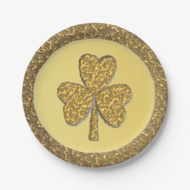 Assiettes En Carton Lucky Irish Shamrock Gold Coin (Devant)