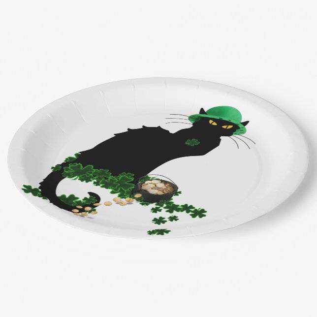 Assiettes En Carton Lucky Le Conversation Noir Saint Patrick's Day (Angle)