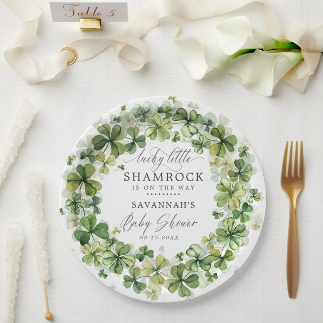 Assiettes En Carton Lucky Little Shamrock Spring Clover Baby shower (Mariage)