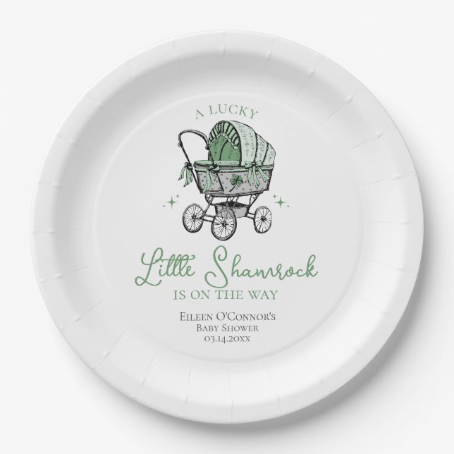 Assiettes En Carton Lucky Little Shamrock St patrick Baby shower (Devant)