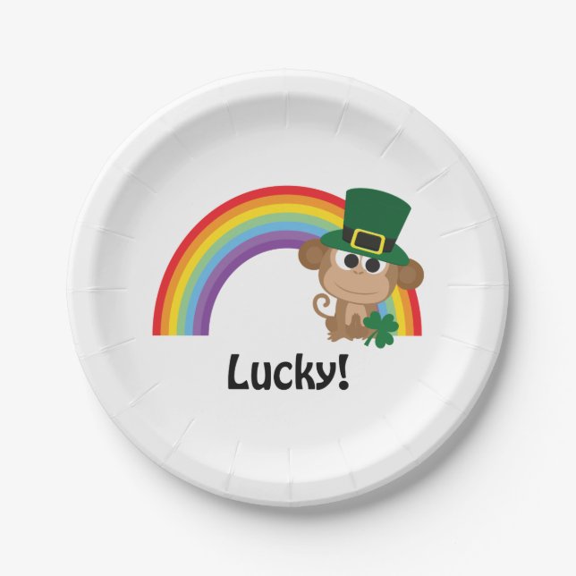 Assiettes En Carton Lucky Monkey Leprechaun (Devant)