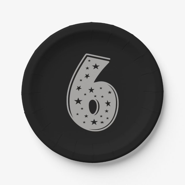 Assiettes En Carton Lucky Numéro 6 Joyeux anniversaire (Devant)