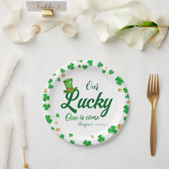 Assiettes En Carton Lucky One - Saint Patrick Premier anniversaire (Mariage)