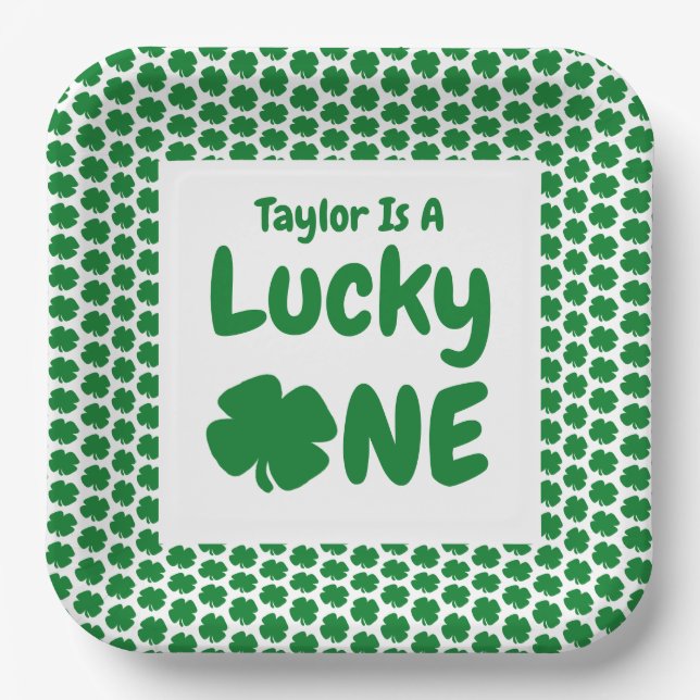 Assiettes En Carton Lucky One St Patrick's Day 1er anniversaire (Recto)