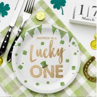Lucky One St Patrick's Day Papier Plaque Clover Bo