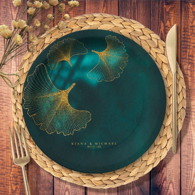 Assiettes En Carton Lumière de la lune Mariage2 Emerald Green ID881 (Créateur téléchargé)