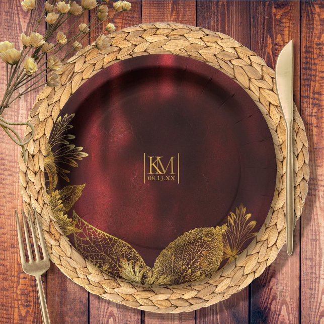 Assiettes En Carton Lumière de la lune Romance Mariage Bourgogne ID881 (Créateur téléchargé)