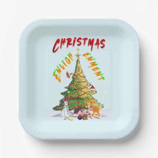 Assiettes En Carton Lumière de Noël (Recto)