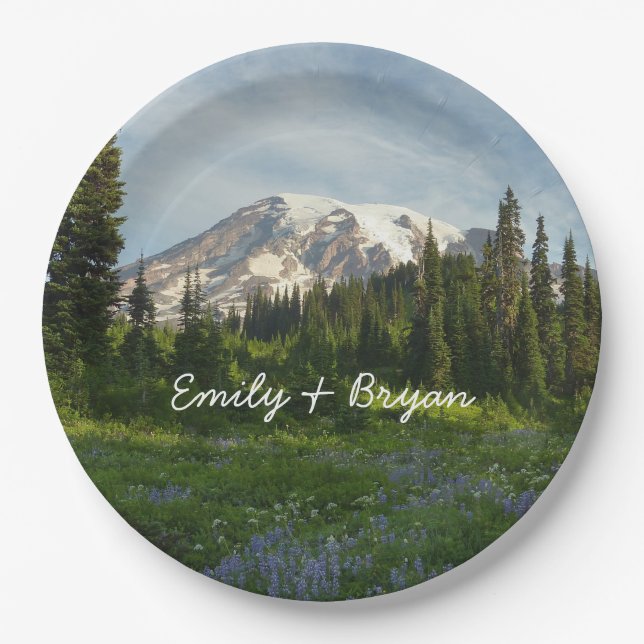 Assiettes En Carton Lumière du matin du Mont Rainier (Devant)