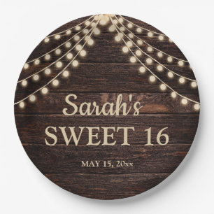 Assiettes En Carton Lumières à cordes en bois de grange rustique Douce