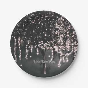 Assiettes En Carton Lumières de l'Arbre moussues de Nuit Rustique Plaq