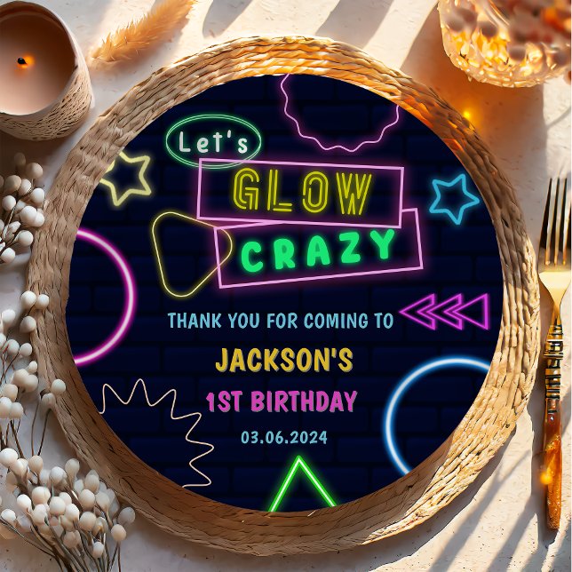 Assiettes En Carton Lumières de Neon lumineux Merci fête d'anniversair (Créateur téléchargé)