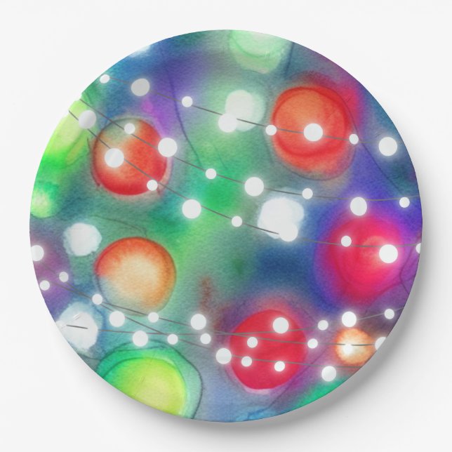 Assiettes En Carton Lumières de Noël (Devant)