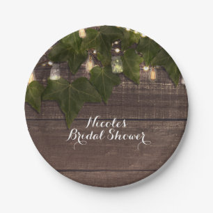 Assiettes En Carton Lumières Ivy & String Mason Jar Réception rustique