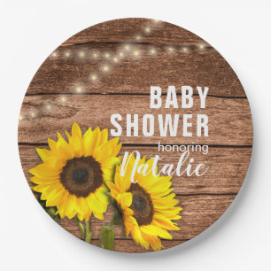 Assiettes En Carton Lumières Tournesol Bois Sombre Rustique Baby Showe