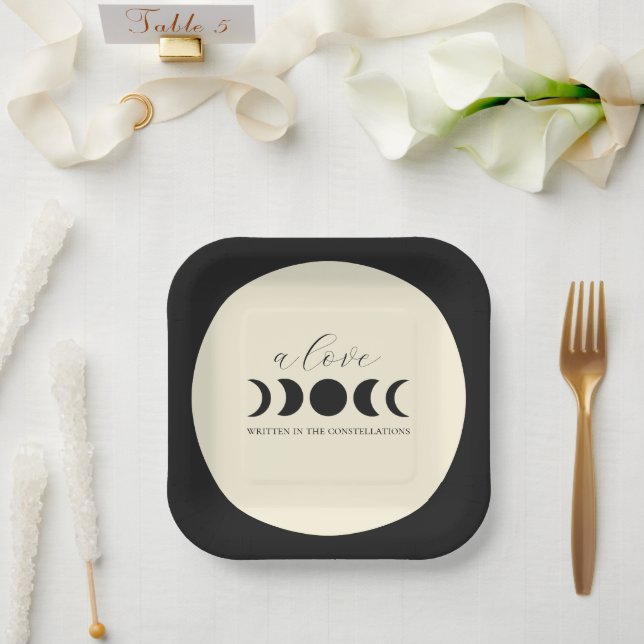 Assiettes En Carton Lunar Luxe Black & Cream Moon Mariage (Mariage)