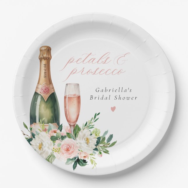 Assiettes En Carton Lunch élégant aux pétales de rose et prosecco pour (Devant)