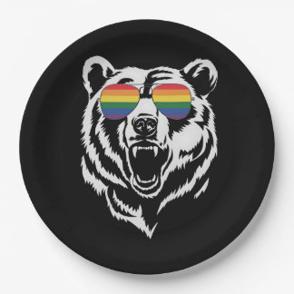 Assiettes En Carton Lunettes de soleil arc-en-ciel LGBTQ Gay Bear Drap