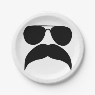 Assiettes En Carton Lunettes de soleil avec moustache - Choisir la cou