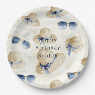 Assiettes En Carton Lunettes de soleil bleues Travel noeuds chapeaux d