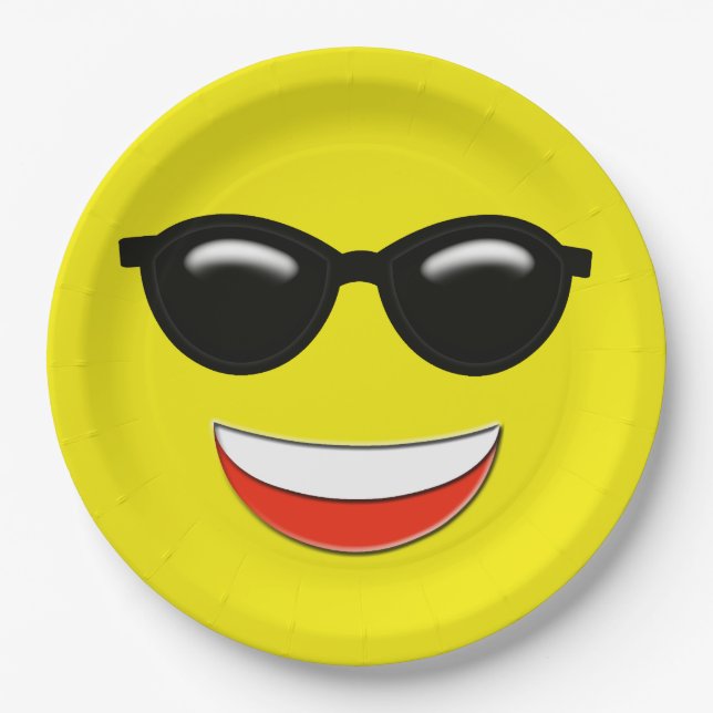 Assiettes En Carton Lunettes de soleil de réfrigération Emoji (Devant)