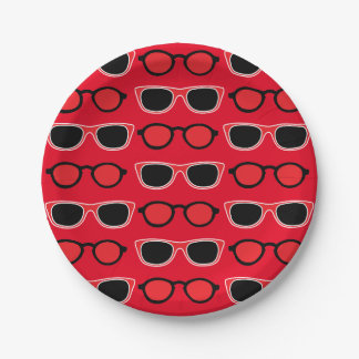 Assiettes En Carton Lunettes de soleil rouge noir été Anniversaire