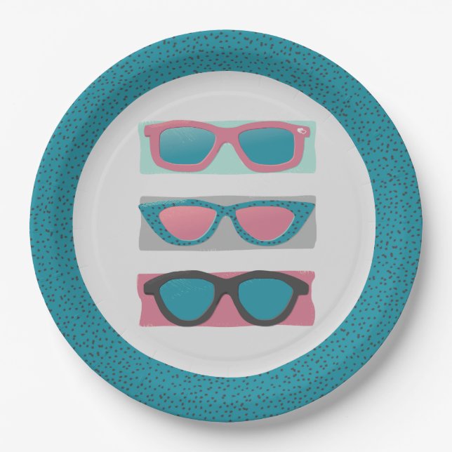 Assiettes En Carton Lunettes de soleil Trio rose (Devant)