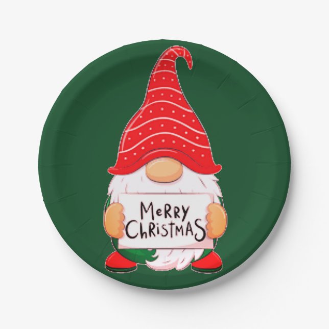 Assiettes En Carton Lutin de Noël   (Devant)