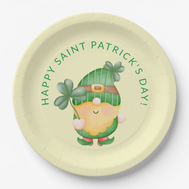 Assiettes En Carton Lutin de trèfle Joyeuse Saint-Patrick (Devant)